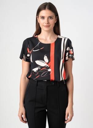 Top elasticitate mâneci scurte negru TELMAIL femeie