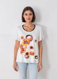 Tricou serigrafie flockată mâneci scurte alb FRANCE RIVOIRE femme