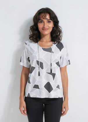 Tricou imprimeu fantezie mâneci scurte alb GRIFFON femeie