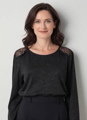 Top mâneci lungi mâneci lungi negru KATMAI femeie