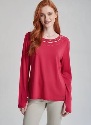 Tricou mâneci lungi mâneci lungi roz DIANE LAURY femeie