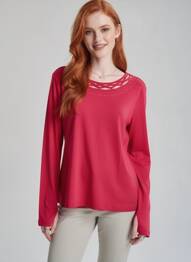 Tricou mâneci lungi mâneci lungi roz DIANE LAURY femme