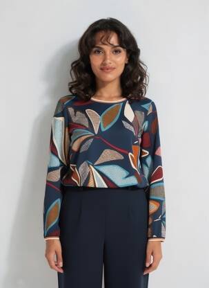 Bluză imprimeu floral mâneci lungi albastru DIANE LAURY femeie