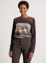 Top elasticitate mâneci lungi maro DIANE LAURY femme