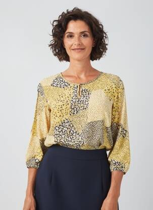 Bluză țesătură poplin mâneci lungi galben GEVANA femeie