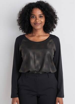 Top mâneci lungi mâneci lungi negru C'EST BEAU LA VIE femeie