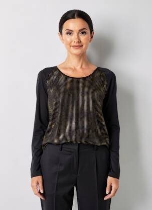 Top mâneci lungi mâneci lungi negru C'EST BEAU LA VIE femeie