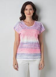 Tricou croială cambrată mâneci scurte roz GRIFFON femeie