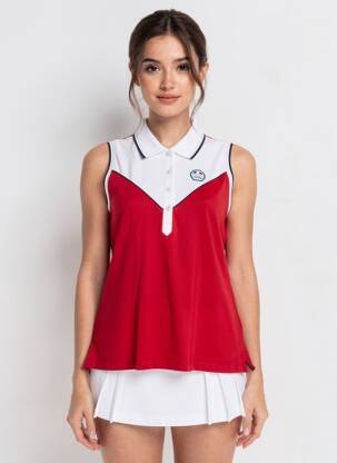 Polo broderie fără mâneci roșu DELAHAYE femeie