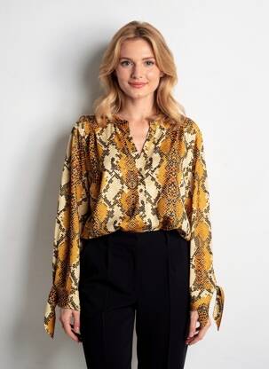 Bluză țesătură poplin mâneci lungi galben NOOGAT BY AKOZ femeie