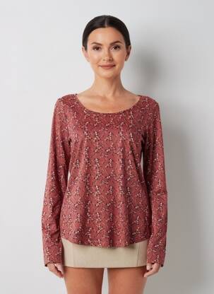 Tricou mâneci lungi mâneci lungi roșu C'EST BEAU LA VIE femeie