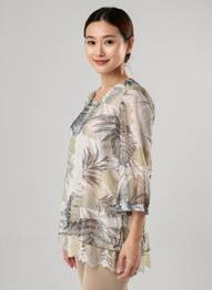 Tunică mâneci lungi imprimeu fantezie verde CONCEPT K femme