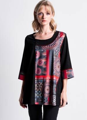 Pulover croială dreaptă mâneci 3/4 negru PLURIELLES femeie