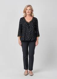 Bluză imprimeu fantezie mâneci 3/4 negru TELMAIL femme
