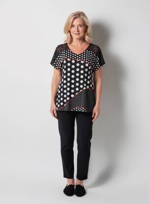 Tricou elasticitate mâneci scurte negru TELMAIL femeie