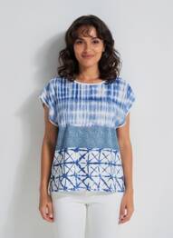 Top elasticitate mâneci scurte albastru TELMAIL femme