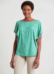 Tricou croială dreaptă mâneci scurte verde MARBLE femme