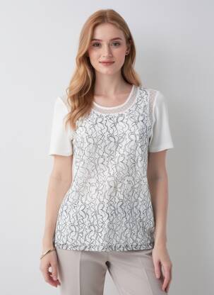 Tricou elasticitate mâneci scurte alb FRANCE RIVOIRE femeie