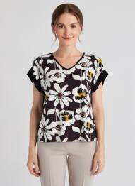 Top elasticitate mâneci scurte negru TELMAIL femme