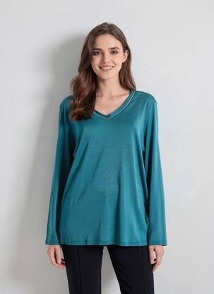 Tricou mâneci lungi mâneci lungi albastru DIANE LAURY femeie