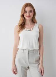 Top elasticitate fără mâneci alb TELMAIL femme