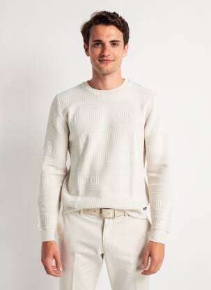 Pulover elasticitate mâneci lungi alb NO EXCESS bărbat