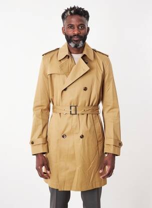 Trench închidere cu nasturi pe față fără glugă maro HUGO BOSS bărbat