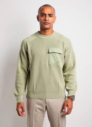 Pulover guler rotund mâneci lungi verde HUGO BOSS bărbat