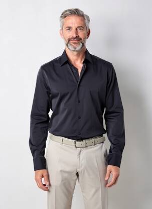 Cămașă cu mâneci lungi croială cambrată negru HUGO BOSS bărbat