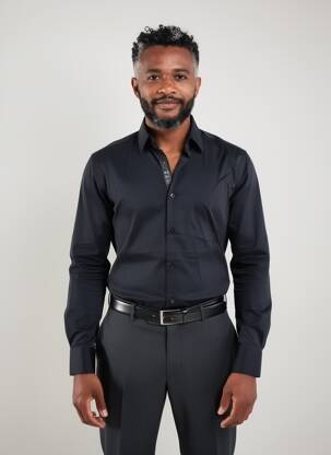 Cămașă cu mâneci lungi croială cambrată negru HUGO BOSS bărbat