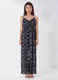 Salopetă-pantalon închidere cu nasturi pe față bretele subțiri albastru BA&SH femme