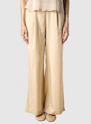 Pantalon larg talie cu cleme talie înaltă bej PAKO LITTO femeie