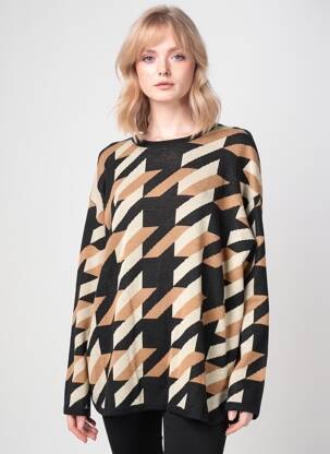 Pulover croială dreaptă mâneci lungi negru SIGNATURE femeie