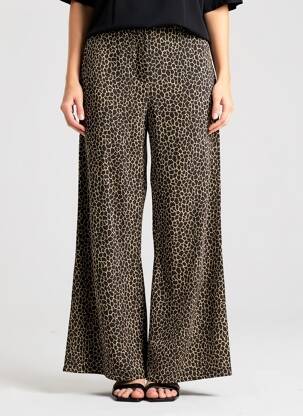 Pantalon larg țesătură crep mărime normală negru LE TEMPS DES CERISES femeie