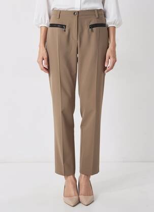 Pantalon slim țesătură poplin mărime normală maro JUMFIL femeie