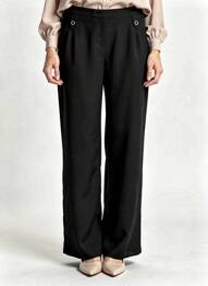 Pantalon drept țesătură poplin mărime normală negru JUMFIL femeie