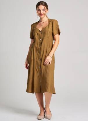 Rochie midi mâneci scurte mâneci scurte verde JUMFIL femeie
