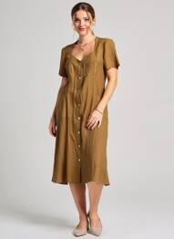 Rochie midi mâneci scurte mâneci scurte verde JUMFIL femeie