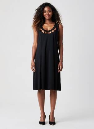 Rochie midi fără mâneci fără mâneci negru JUMFIL femeie