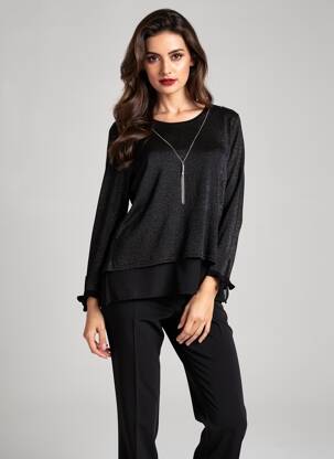 Top elasticitate mâneci lungi negru JUMFIL femeie