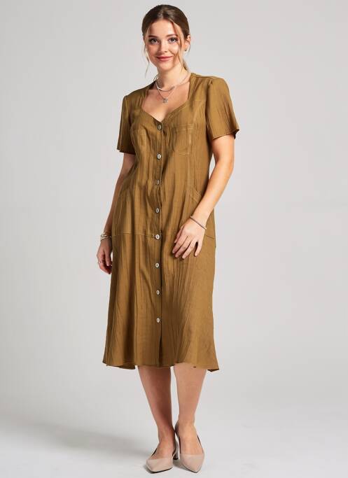 Rochie midi mâneci scurte mâneci scurte verde JUMFIL femme