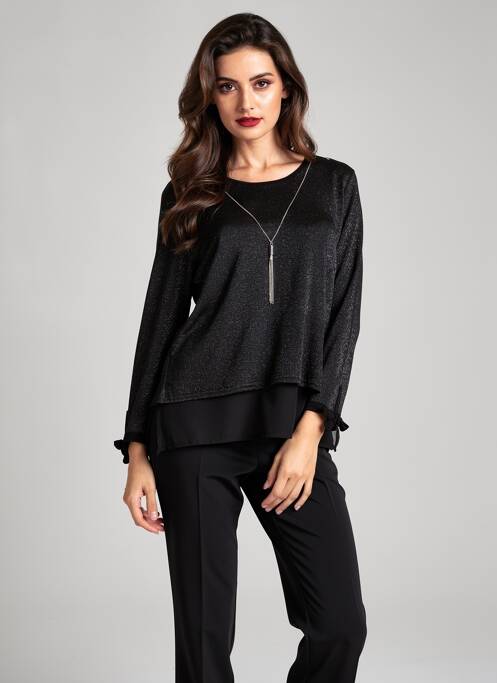Top elasticitate mâneci lungi negru JUMFIL femme