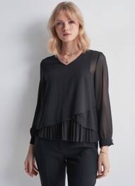 Bluză guler rotund mâneci lungi negru QUATTRO femeie
