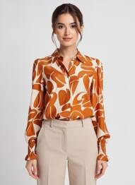 Cămașă imprimeu fantezie mâneci lungi maro QUATTRO femme