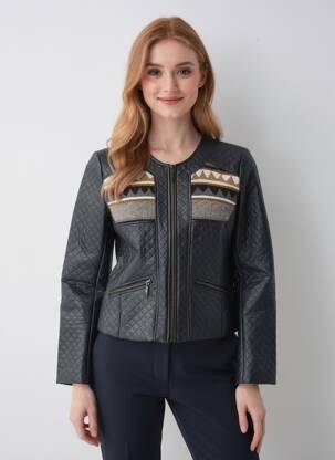 Jachete casual guler rotund negru QUATTRO femeie