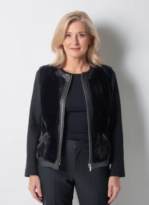 Jachete casual guler rotund negru JUMFIL femeie