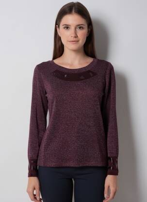 Pulover croială dreaptă mâneci lungi violet QUATTRO femeie