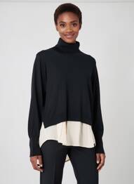 Pulover cu guler înalt mâneci lungi mâneci lungi negru MARIA BELLENTANI femme