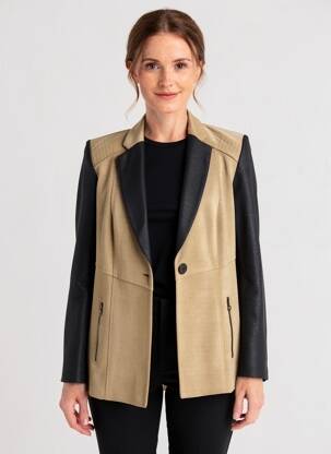 Jachete casual guler tip costum bej JUMFIL femeie