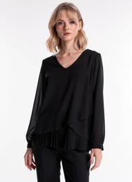 Bluză guler rotund mâneci lungi negru QUATTRO femme